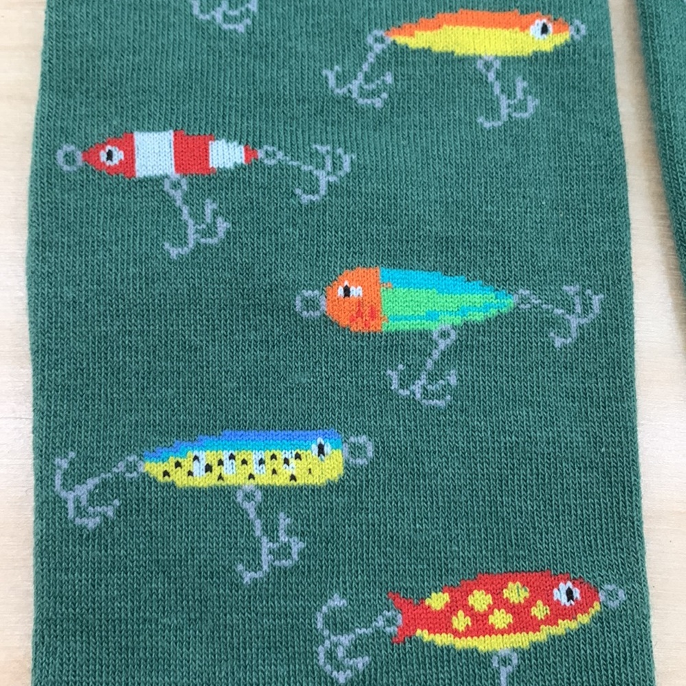 Men’s Cotton Fishing Lures Socks SZ 9-12